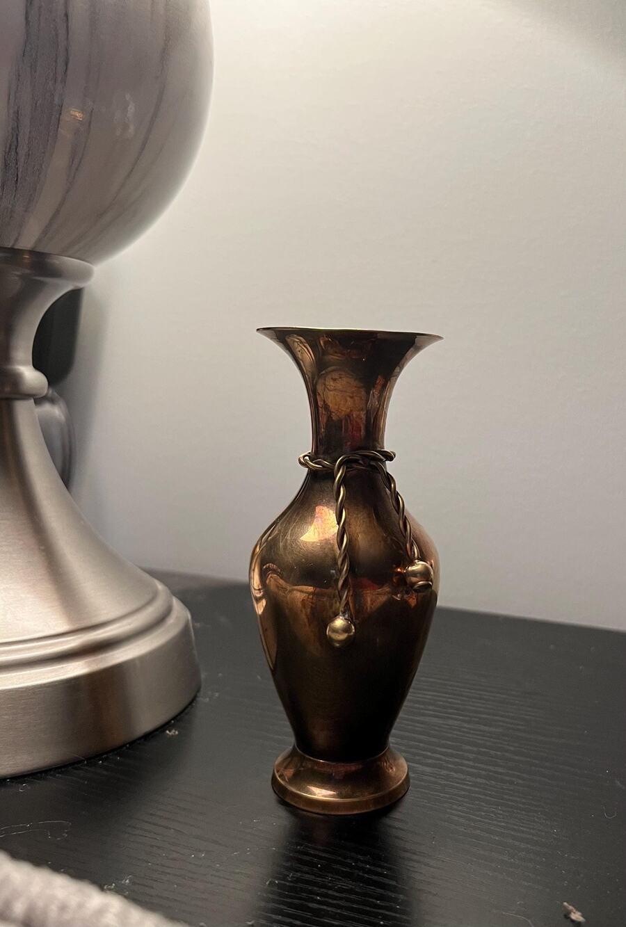 Vintage Brass Bud Vase with Tassel Rope Detail